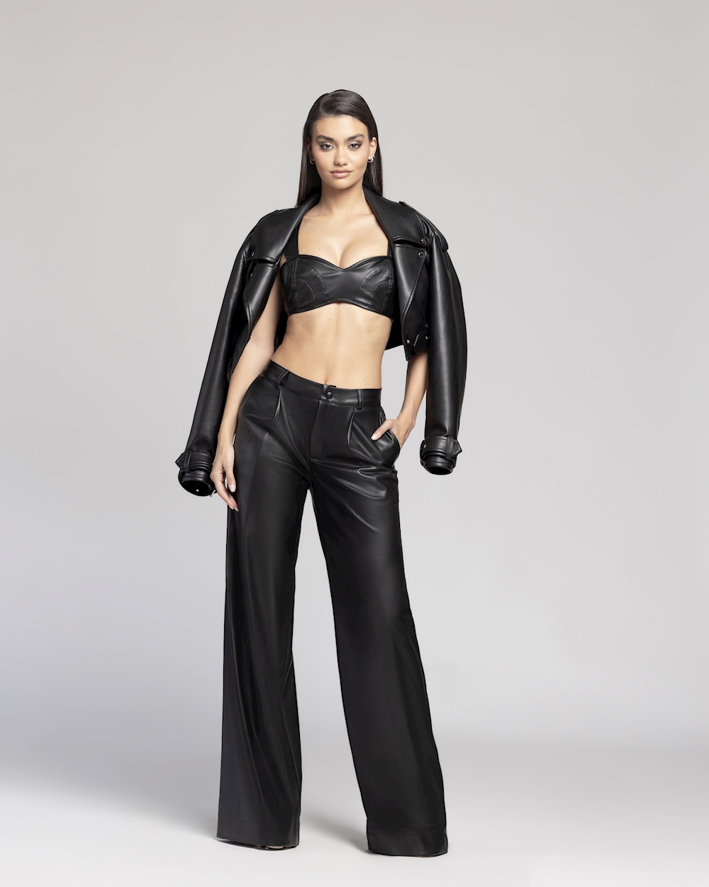 Faux leather bralette in black - CLO - Online Store