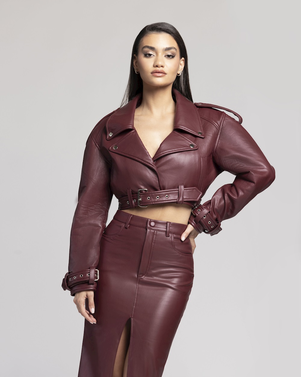 Burgundy cheap short jacket